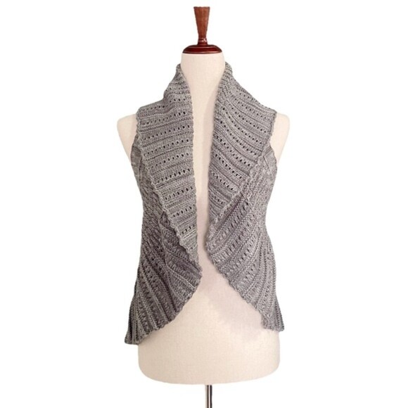 Mudd Y2K Sweater Vest Vintage Gray Shawl Collar Fall Sweater Shrug Size Medium - Picture 11 of 11